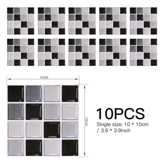10Pcs 3D Baseboard Sticker Moroccan Mosaic Tile Style Wall Border Sticker Diy Kitchen Bathroom Decoration Waistline Wall Sticker