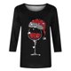 thumbnail image 3 of Puntoco Camiseta de mujer con cuello redondo, manga 3/4 y estampado navideño, jersey de cuello redondo, camiseta de manga larga con cuello redondo, 3 of 3