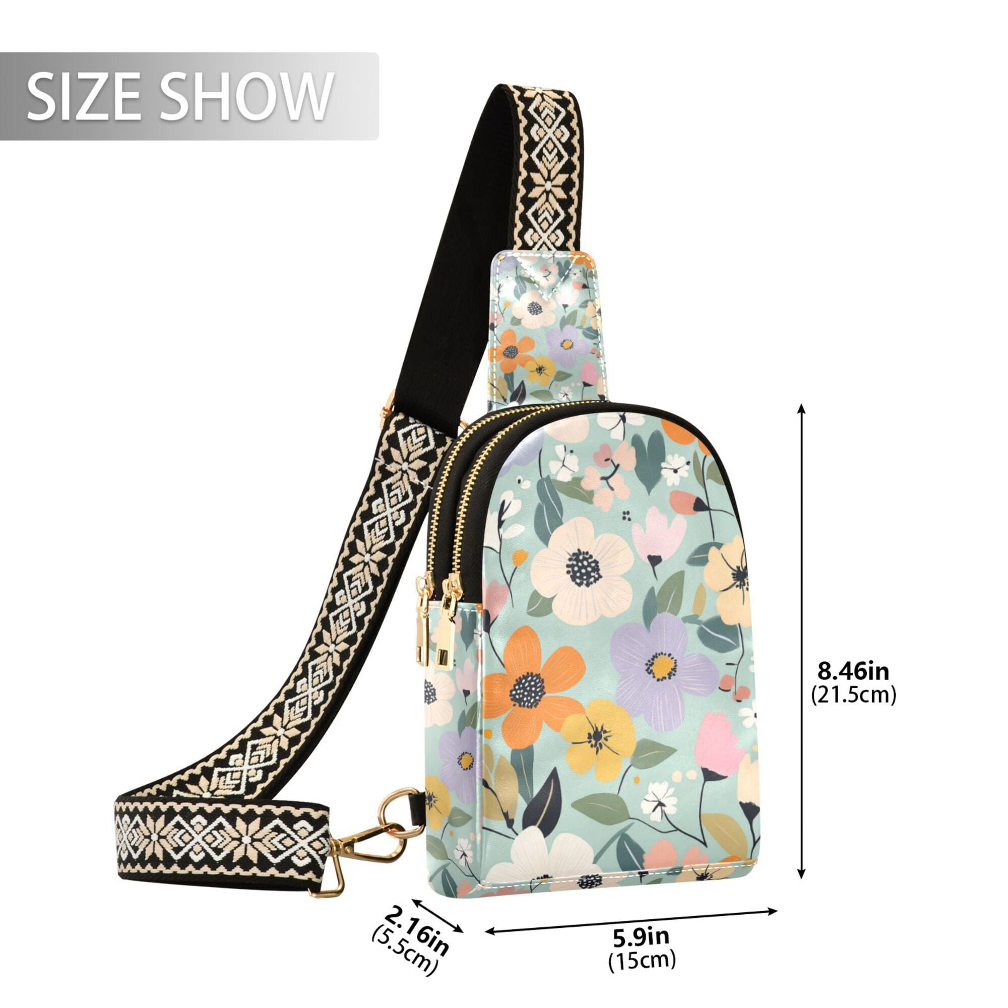 FORMRS Womens Crossbody Sling Bag Travel Daypack Shoulder Chest Backpack, Floral Pattern