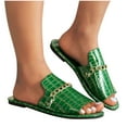 thumbnail image 4 of Hopeusnice Slippers for Women Trendy Non-Slip Breathable Open Toe Sandals Women's Slippers Soft Flat Heel PU Materials Summer Shoes Round Toe Shoes for Beach Round Toe Flexible Walking Shoes Green 43, 4 of 9