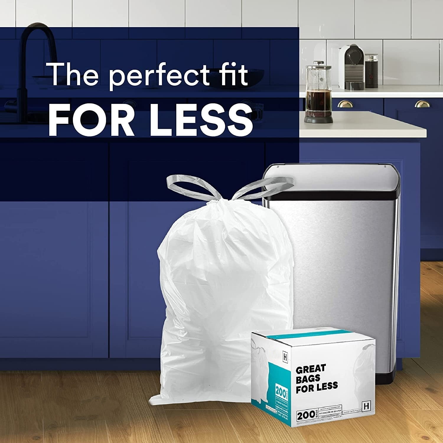 Trash Bags  8-9 Gallon Tear-Resistant Liner 200 Count Heavy-Duty Waste Disposal