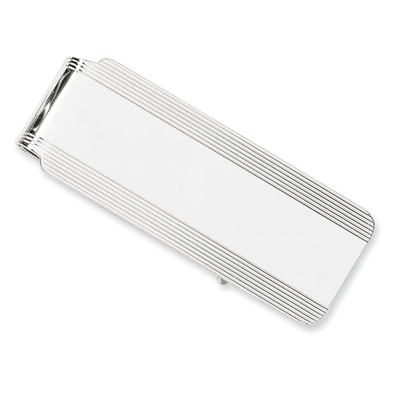 Beautiful 14k White Gold Men's Grooved Money Clip