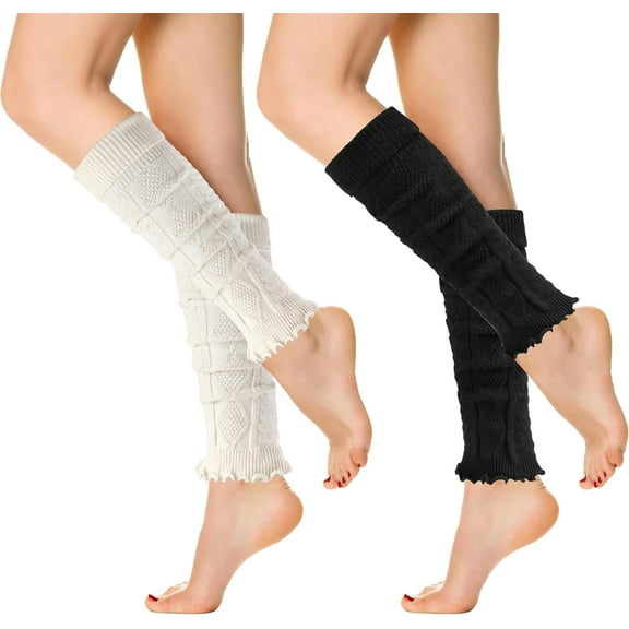 YooGuoGuo 2 Pairs Womens Leg Warmers Thick Fashion 80s Ribbed Knitted Cotton Leg Warmers Socks for Women Winter Socks