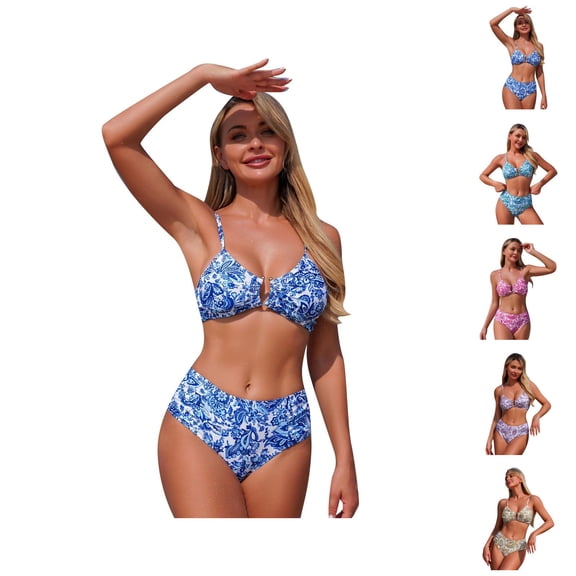 Womens Bathing Suits Floral Print Tankini Bikini Separates Two Piece Swimwear for Summer Beach