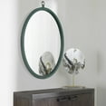 thumbnail image 2 of Mordern Oval Green Decorative Wall Hanging Mirror,PU Covered MDF Framed Mirror for Bedroom Living Room Vanity Entryway Wall Decor,23.62x29.92inch, 2 of 8