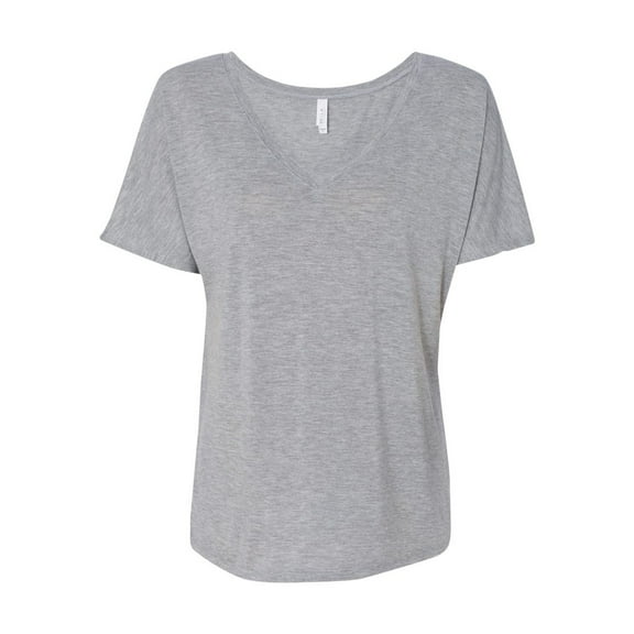 Bella Canvas Women's Slouchy V-Neck T-Shirt, Short Sleeve, Polyester-Viscose, Athletic Heather, S