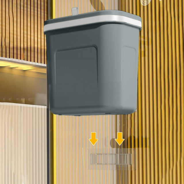 Ftwytp Wall Mounted Garbage Can, Household Plastic Trash Can, With Lid Large Hanging Bin, Office Kitchen Use, Slim Design, Odor-Proof, Durable, Easy to Use
