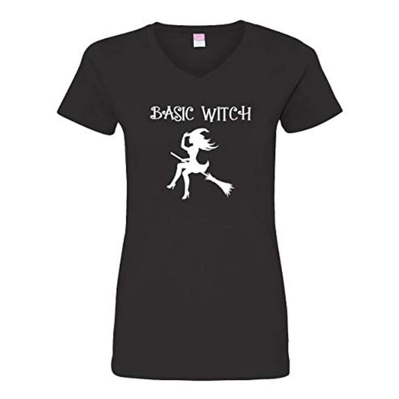 Trenz Shirt Company Funny Basic Witch Ladies V-Neck Jersey Tee-Black-XXL