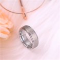 thumbnail image 2 of 8mm white pattern inlaid with silver tungsten metal ring men's ring wedding ring anniversary gift,11, 2 of 5