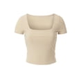thumbnail image 1 of Made by Olivia Women's Second Skin Square Neck Short Sleeve Slim Crop Top Tee, 1 of 1