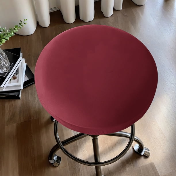 Funda Elástica de Seda Color Leche para Taburete Redondo | Funda de Poliéster Suave y Elástica | Protección Contra Derrames Resistente Al Agua | Funda Versátil para Silla de Bar, Comedor, Sala de Est