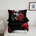 thumbnail image 5 of Homewish Vintage Death Skull Twin Comforter Sets,Goth Romantic Rose Bedding Set,Halloween Duvet,Black Reversible,2-Piece,1 Comforter and 1 Pillowcase, 5 of 7