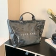 thumbnail image 4 of Taotanxi Women'S Pvc Tote Bag Tattered Beggars Style Monogrammed Tote Bag Shoulder Bag Winter Fall Fashion Kraft Tote Bag For Shopping Outing Black, 4 of 7