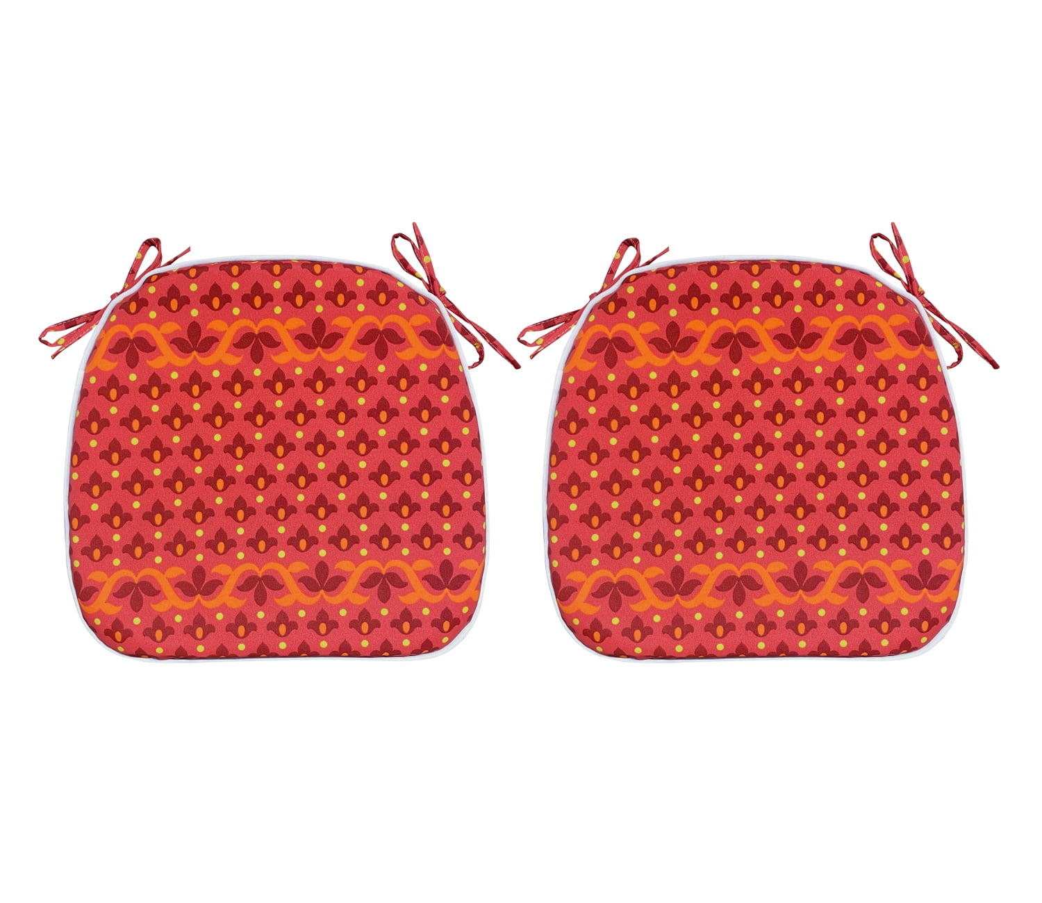 FBTS Prime 16x17 inch AllWeather Red Geometric Outdoor Seat Pads, Pack
