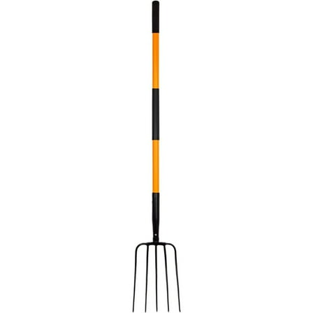 Pitch Fork for Gardening, 5 Tine Pitchfork Heavy Duty with Fiberglass Handle, 58 Inches