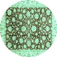 thumbnail image 1 of Ahgly Company Machine Washable Indoor Round Oriental Turquoise Blue Traditional Area Rugs, 4' Round, 1 of 4