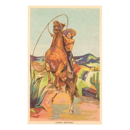 Latin Art - Mexican Cowgirl Southwestern Boho Style Hispanic Vintage Art Print Wall Art
