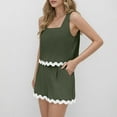 thumbnail image 5 of Htigea 2 Piece Lounge Sets for Women Summer Outfits Short Sleeve Womens Short Sets Casual Matching Set Army Green,S, 5 of 7