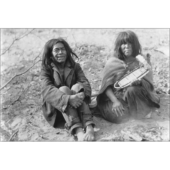 24"x36" Gallery Poster, Havasupai Indian husband and wife displaying a cradle she has just made, ca.1900 CHS 4692
