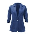 thumbnail image 4 of nerohusy Linen Blazer Women Summer Lightweight Single Button 3/4 Sleeve Blazers for Women Business Casual Suit Jacket with Pockets Blue,XL, 4 of 7