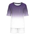 thumbnail image 7 of Miluxas Womens 2 Piece Lounge Set Striped Summer Casual Oversized Shirts Biker Shorts Matching Airport Travel Outfit Clothes Purple M(M), 7 of 7