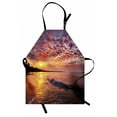 thumbnail image 1 of Landscape Apron Photo of Sunrise with Cloudy Sky at Seashore Dramatic Dawn Island Forest, Unisex Kitchen Bib Apron with Adjustable Neck for Cooking Baking Gardening, Orange Mauve Blue, by Ambesonne, 1 of 3