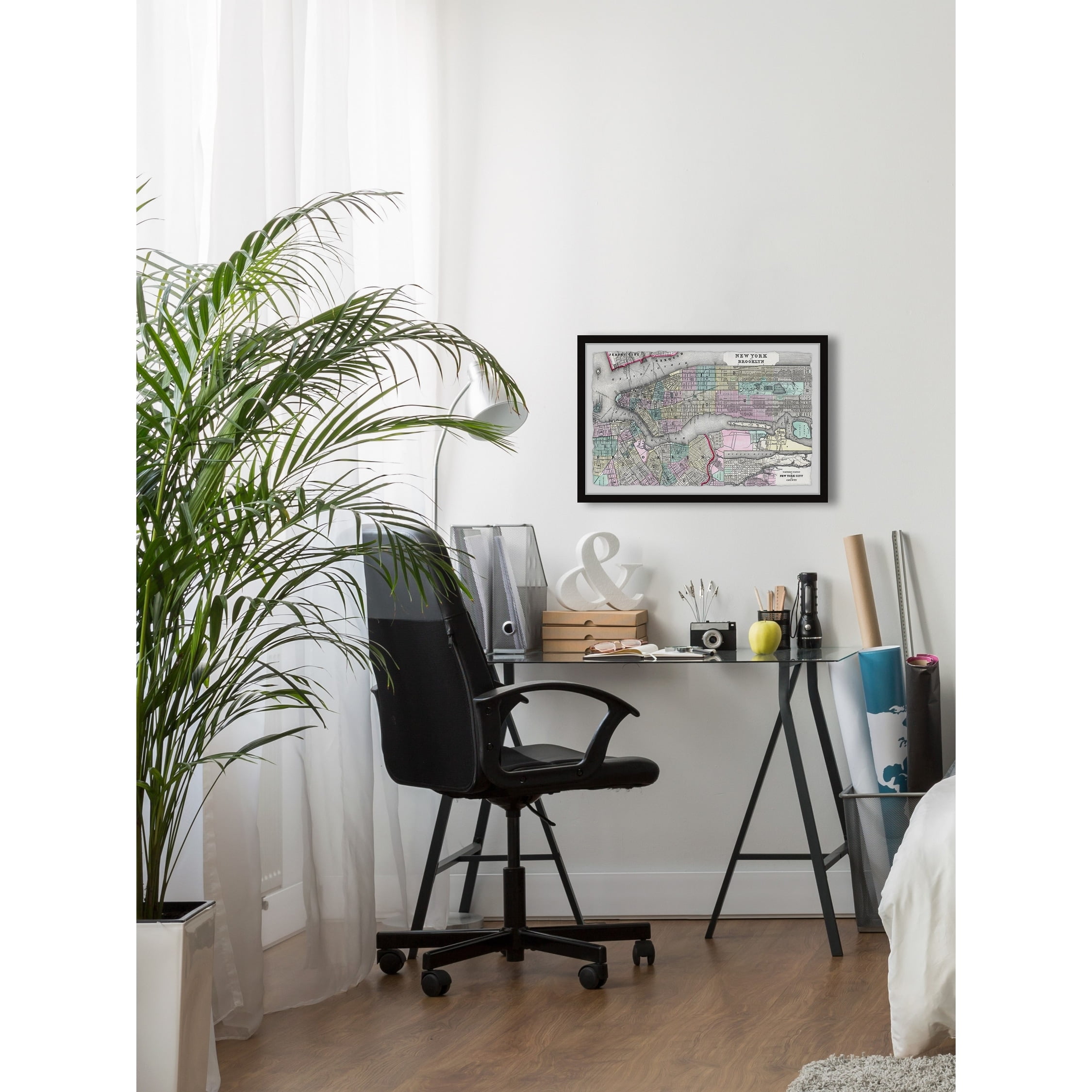Marmont Hill Colored Brooklyn Map Framed Wall Art, 30" x 45"