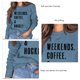 thumbnail image 4 of Sudadera de mujer de manga larga con cuello redondo, informal, con estampado de letras, Jersey holgado, Top para primavera y otoño, azul XL, 4 of 5