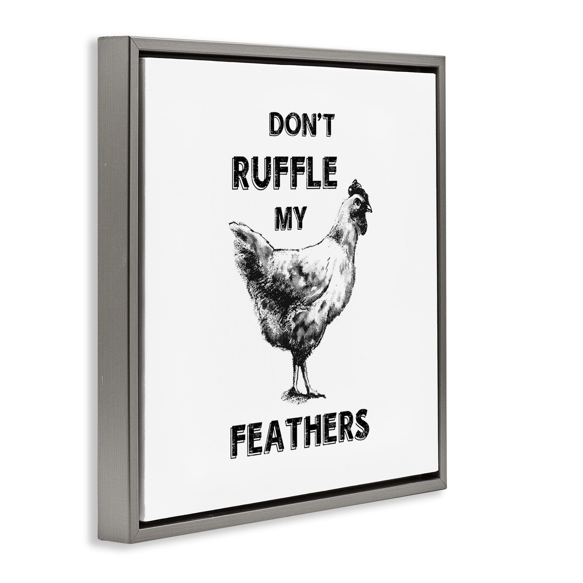 Stupell Industries Sassy Rooster Ruffled Feathers Animals Painting Gray Floater Framed Canvas Art Print Wall Art, 18 x 18