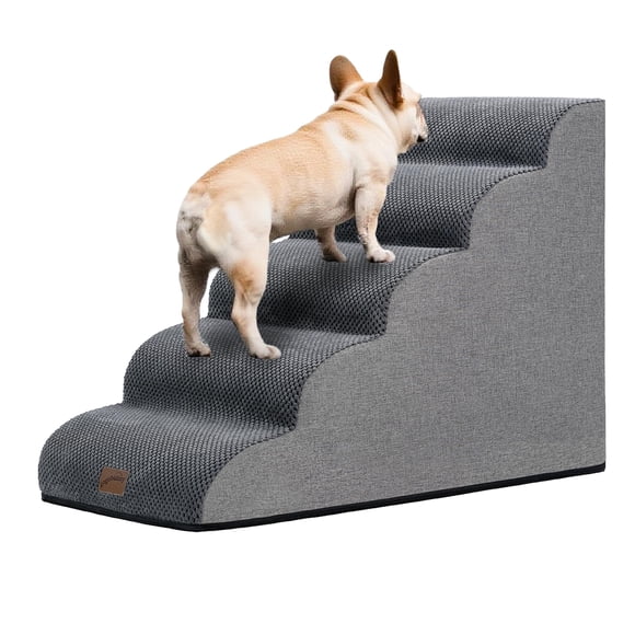 Rampa GoGoBunny para camas altas, 5 peldaños, para perros, color gris