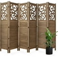 thumbnail image 6 of Room Divider Wood Carved Wall Divider Indoor Folding Portable Partition Screen for Home Office Garden Terrace - 4 Panel, 67 * 60inch (White), 6 of 14