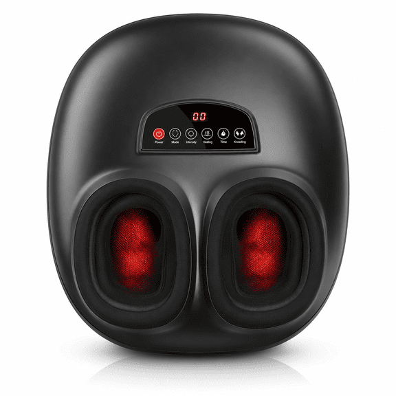 Upgraded Foot Massager with Heat - Feet Massage Machine with 4 Modes Deep Kneading & 3 Levels Therapy Air Compression, Gifts for Women and Men, Black