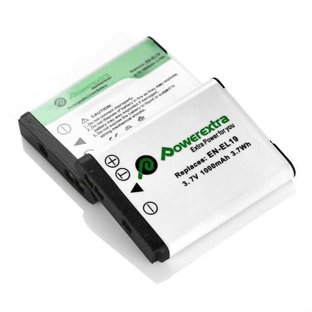 Powerextra 2Pack 3.7V 1000mAh Replacement ENEL19 Battery for Nikon