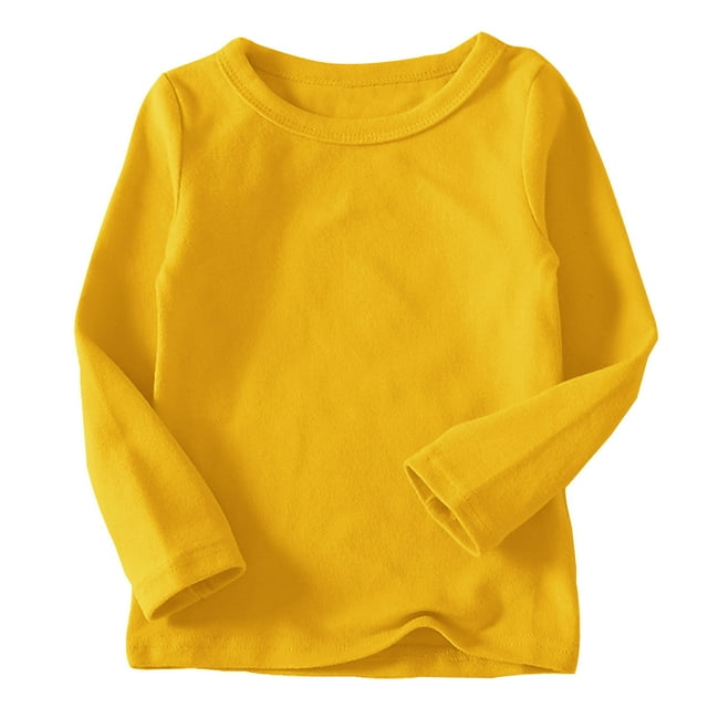 LOVZFMLL Hauts pour Tout-Petites Filles, T-Shirt de Pyjama à Manches Longues à Col Rond Uni Décontracté Essentiel Polyvalent pour Tous les Jours Superposition, Vêtements d'Automne 6-12 Mois Vêtements pour Filles
