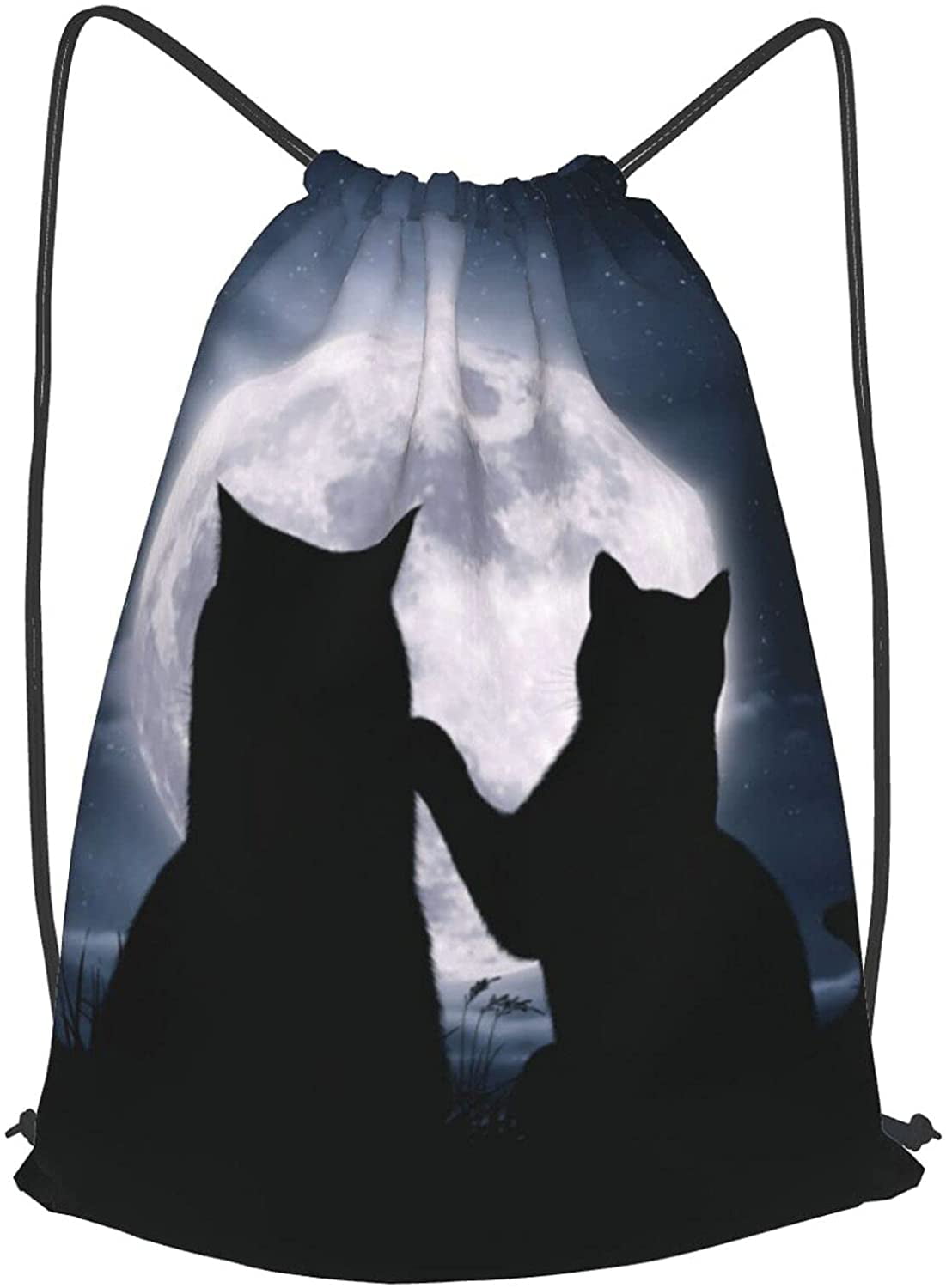 Reiki Black Cat Drawstring Bag Waterproof Gym Backpack Storage Sackpack For Outdoor Hiking Travel Sport Unisex 