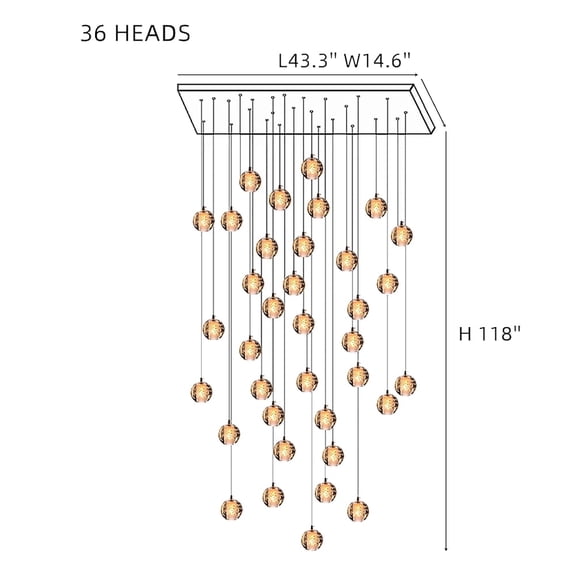 SAVINGGET Celestial Cascade Crystal Chandelier Stairwell Pendant Lighting LED Raindrop Ceiling Light Living Room Hotel Hallway Foyer Entryway (36-Lights)