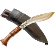 Gurkha Kukri Knife 11 IN Authentic Hand-Hammered 6.5 IN Fixed Blade Carbon Steel Panawal Ankhola 2 Fuller Full Tang Kukri Khukuri With Leather Sheath & 2 Small Knives - Handmade In Nepal