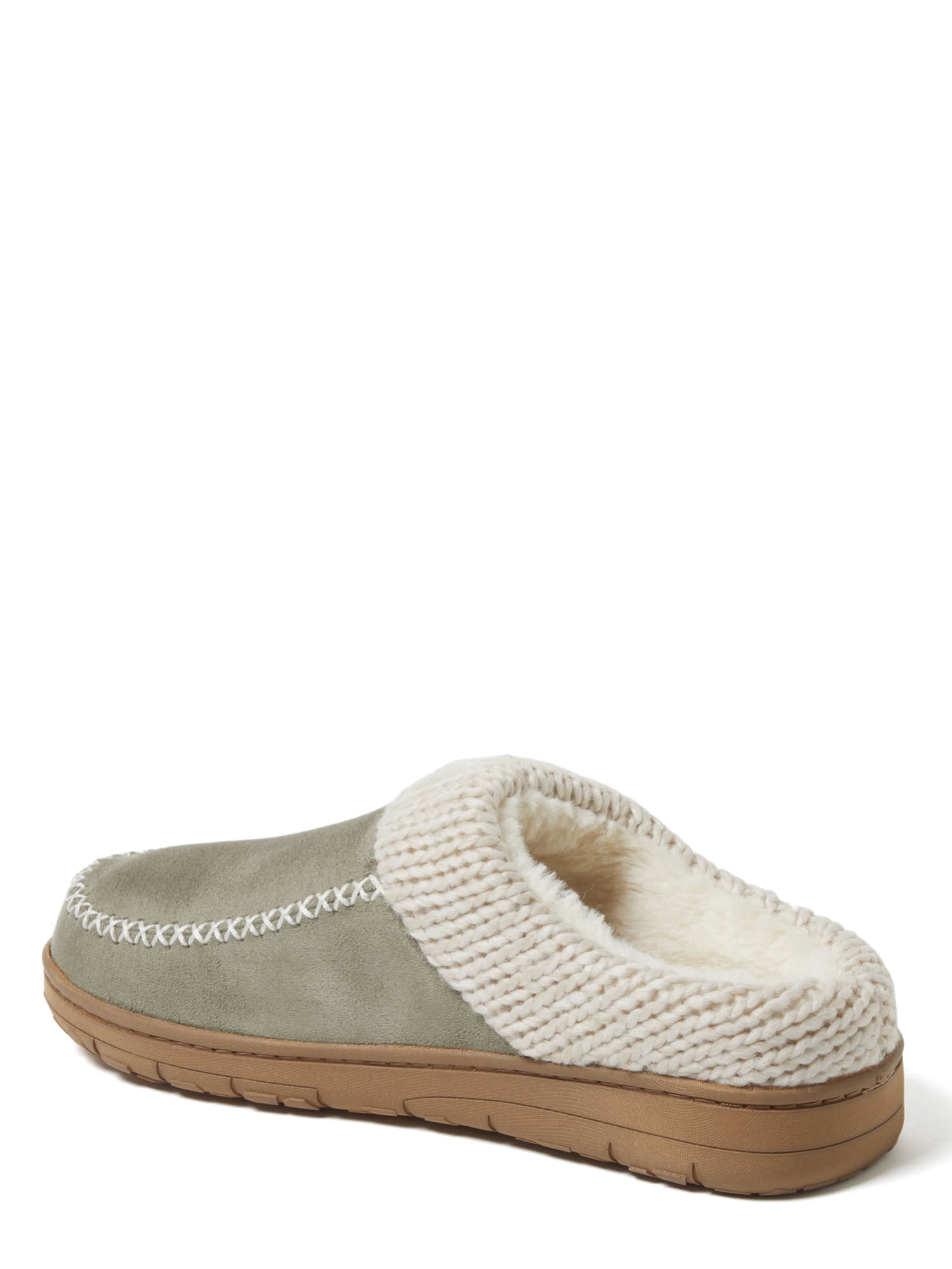 Dearfoams Cozy Comfort Women's Moc Toe Clog Slippers with Chunky Knit Collar