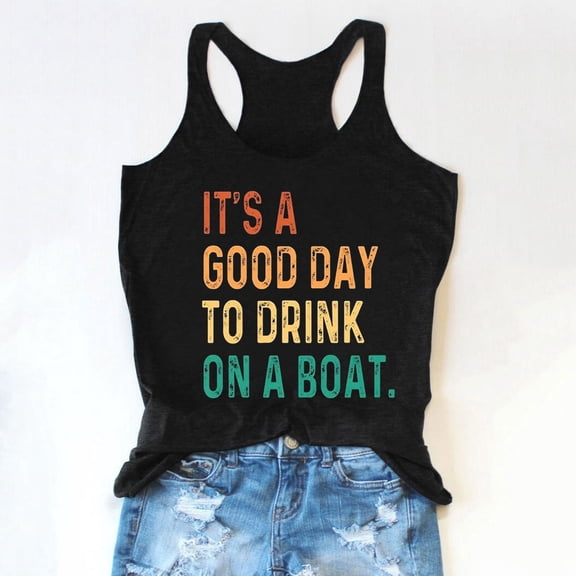 Fshinging Basic Cute Women Tank Top Racerback Summer Casual Loose Fit Camisole Workout Beach Shirts Slim Black L