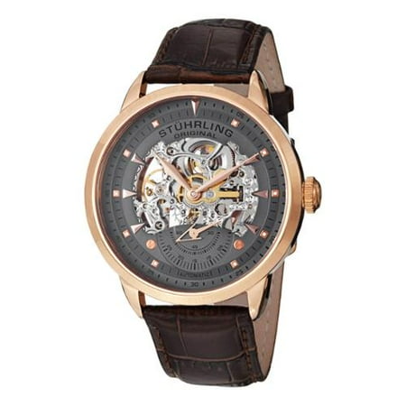 Stuhrling Original Men's Executive Skeleton Automatic Leather Strap Watch