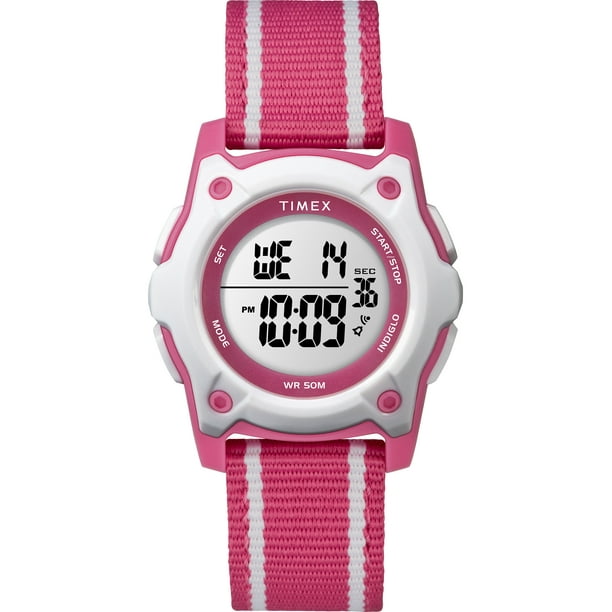 Kids Time Machines Digital 35mm Pink/White Watch, Double-Layered Nylon  Strap 