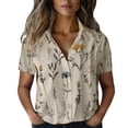 thumbnail image 5 of Womens Spring Summer Shirts Cotton Printed Fashion Casual Short Sleeve Shirts for Women, 5 of 6