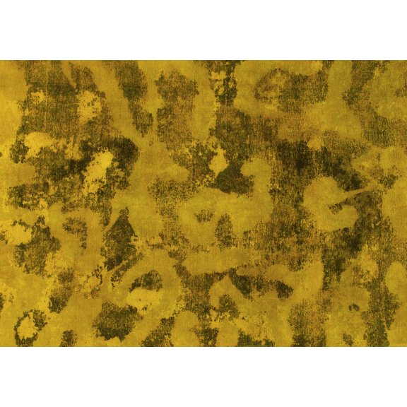 Ahgly Company Machine Washable Indoor Rectangle Abstract Yellow Modern Area Rugs, 5' x 7'