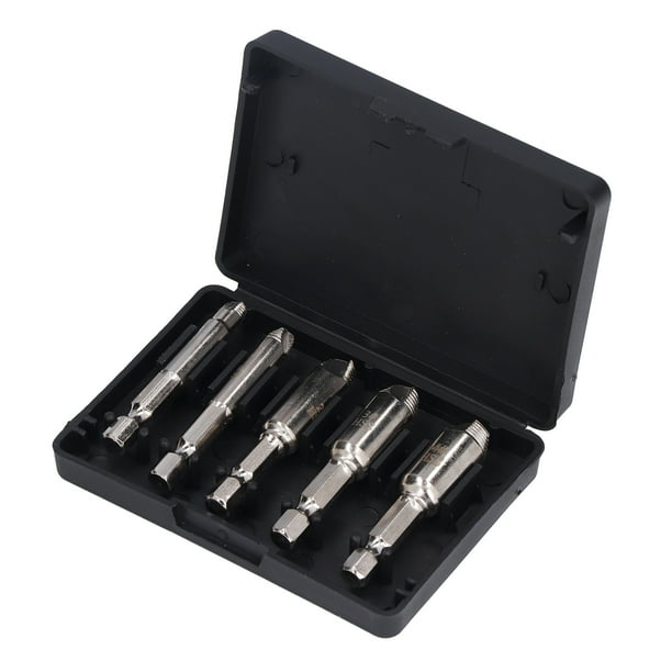 Juego de 5 extractores de tornillos de acero de alta velocidad niquelados para tornillos rotos