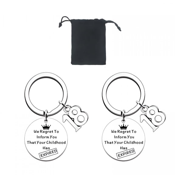 DESIGNICE 18Th Birthday Gifts for Girls 18Th Birthday Gifts for Boys Keyring Inform You That Your Childhood Has Expired