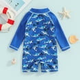 thumbnail image 4 of Okbabeha Baby Swimsuit Girl Boy Short Sleeve Zip One Piece Rashguards Bathing Suit Swimwear Sunsuit for ToddlerNewborn, 4 of 7