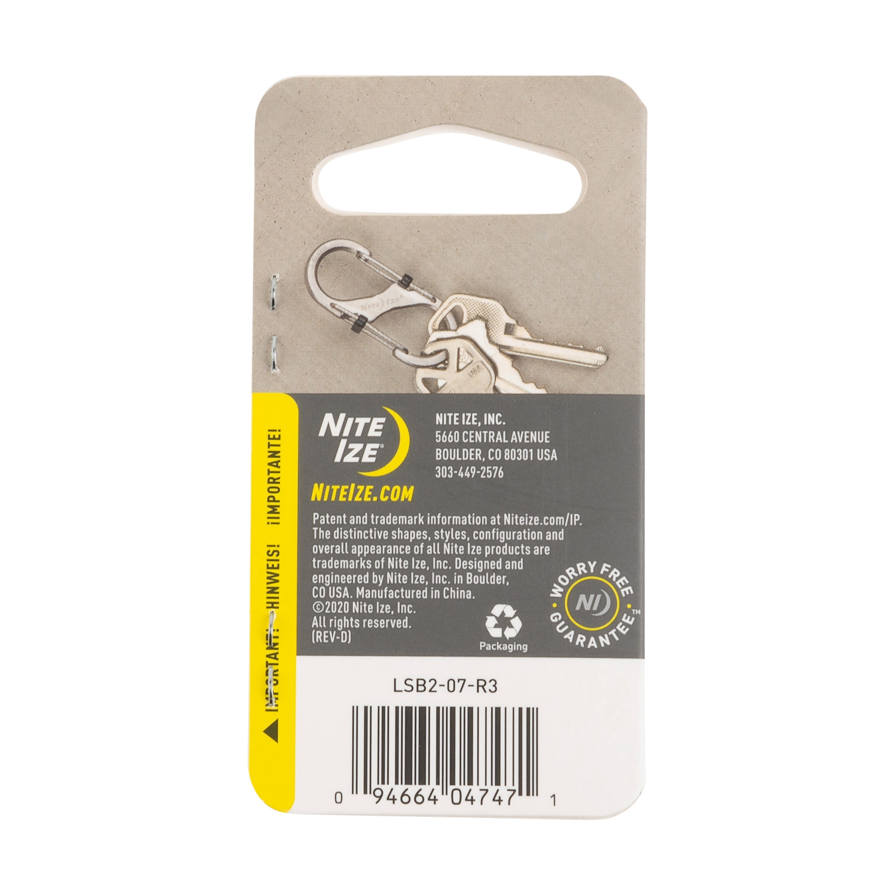 Nite Ize S-Biner SlideLock Stainless Steel - Secure Key Holder Carabiner with SlideLocks - Key & Keychain Organizer - Lockable Carabiner for Daily Use - Size 2, Spectrum (5 Pack)
