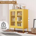 thumbnail image 3 of Metal Storage Cabinet,Metal Locker Storage Cabinet with 2 Mesh Doors and Adjustable Shelves,Metal Sideboard,Pantry Storage Cabinet for Home,Office,Kitchen,Living Room(Yellow 40" H), 3 of 8