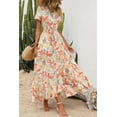 thumbnail image 6 of PRETTYGARDEN Women's Summer Wrap Maxi Dress Casual Boho Floral V Neck Short Sleeve Ruffle Hem Split Beach Long Dresses, 6 of 8