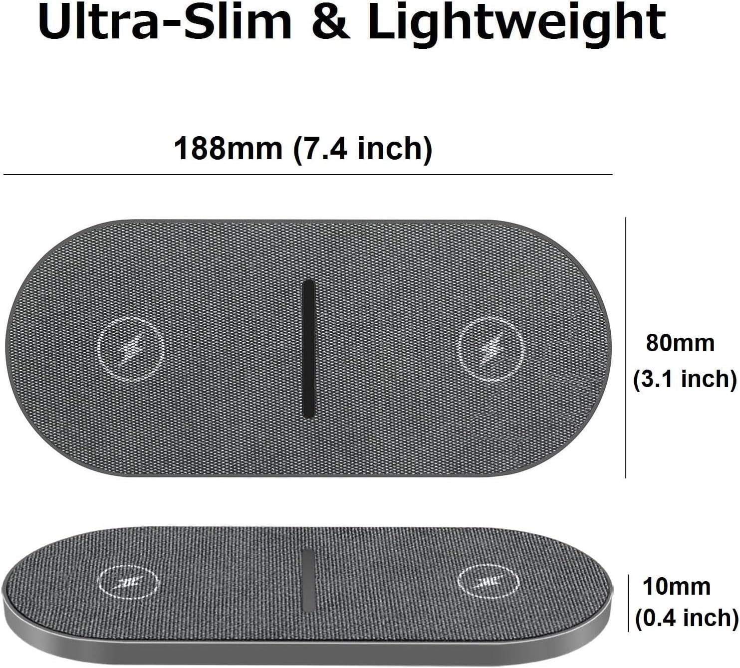 20W Fast Wireless Charging Pad  with Adapter compatible with iPhone 17 Pro max/17 Air/16/15/14/13/12/11/XS/XR/8 Plus,Air pods,Samsung Galaxy S25/S24/S23/S22/S21,Note20/10,Galaxy Buds,Gray